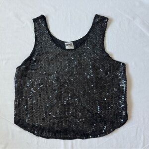 Vintage Glamour Black Sequin and Silk Tank Top